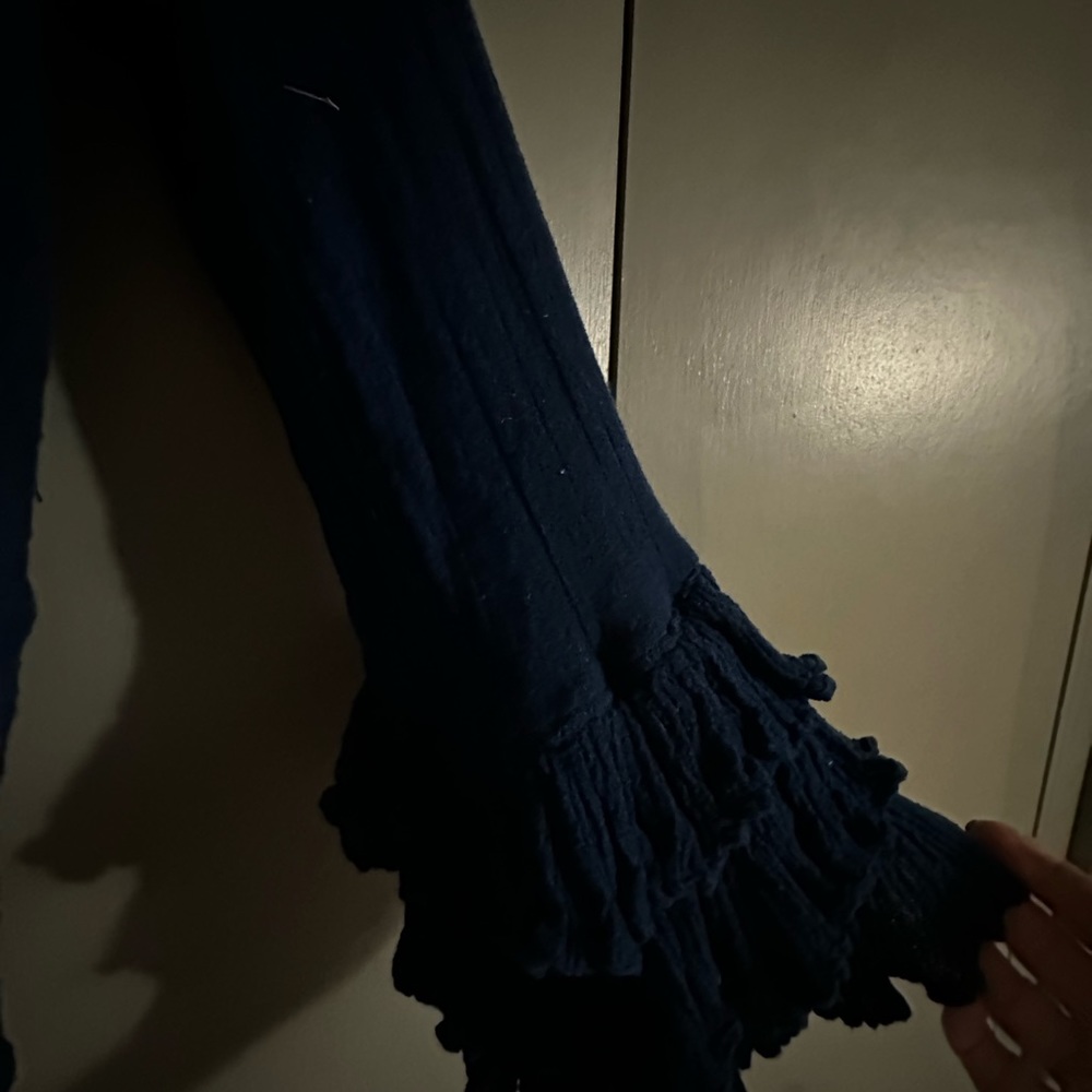 Jen’s Pirate Booty linen shirt with ruffles and ruffles. Deep blue. Size S. - Picture 14 of 14